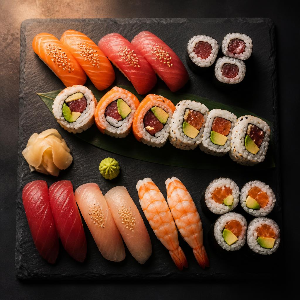 Sushi på skiffer